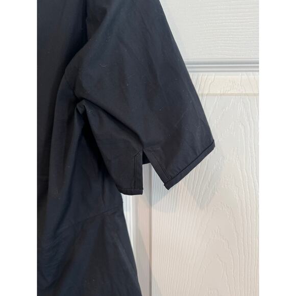 Veronica Beard Black Structured Short Sleeve Zip-Front Peplum Blouse - Picture 8 of 8